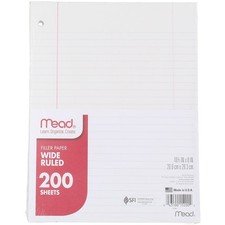 3 Pack Mead Filler Paper, Wide Ruled, 10.5in X 8in, 200 Ct
