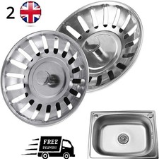 2x Stainless Steel Replacement Kitchen Sink Drain Strainer Drainer Waste Plug UK