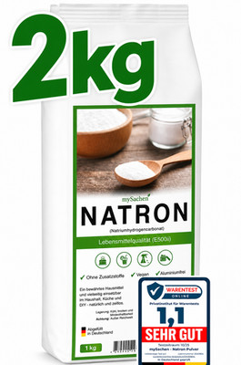 Natron Pulver 2 x 1kg - Baking Soda 100% Hochreine LEBENSMITTELQUALITÄT