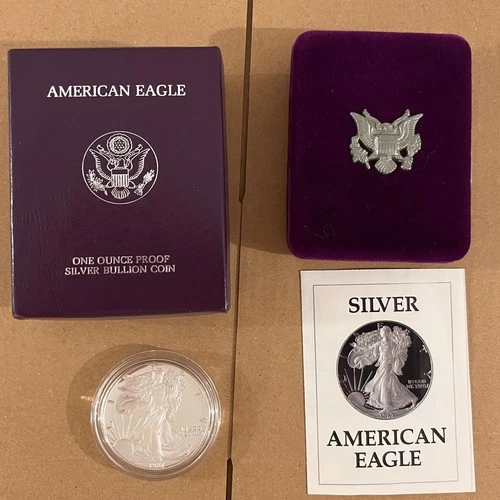 1987-S American Eagle ONE DOLLAR S$1 USD 1 OZ-T .999 Silver Proof Coin OGP+COA