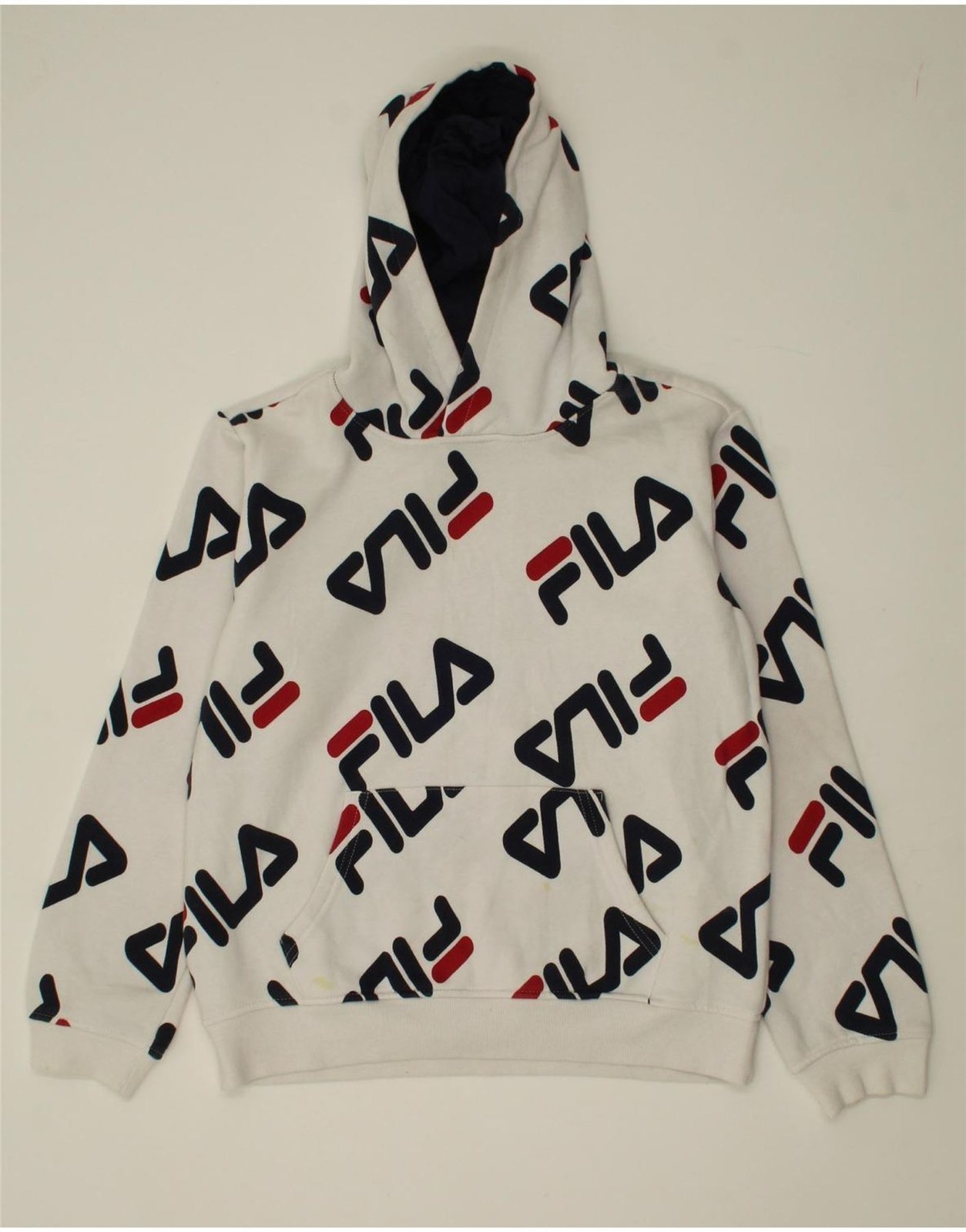 FILA Maglione con cappuccio grafico ragazzo 14 15 anni XL bianco cotone BZ08