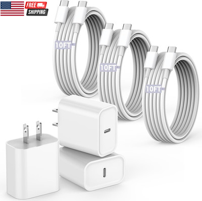 10FT Fast Charging Cord for Iphone 17 16E 15,3Pack Extra Long 10Foot USB C to Ty