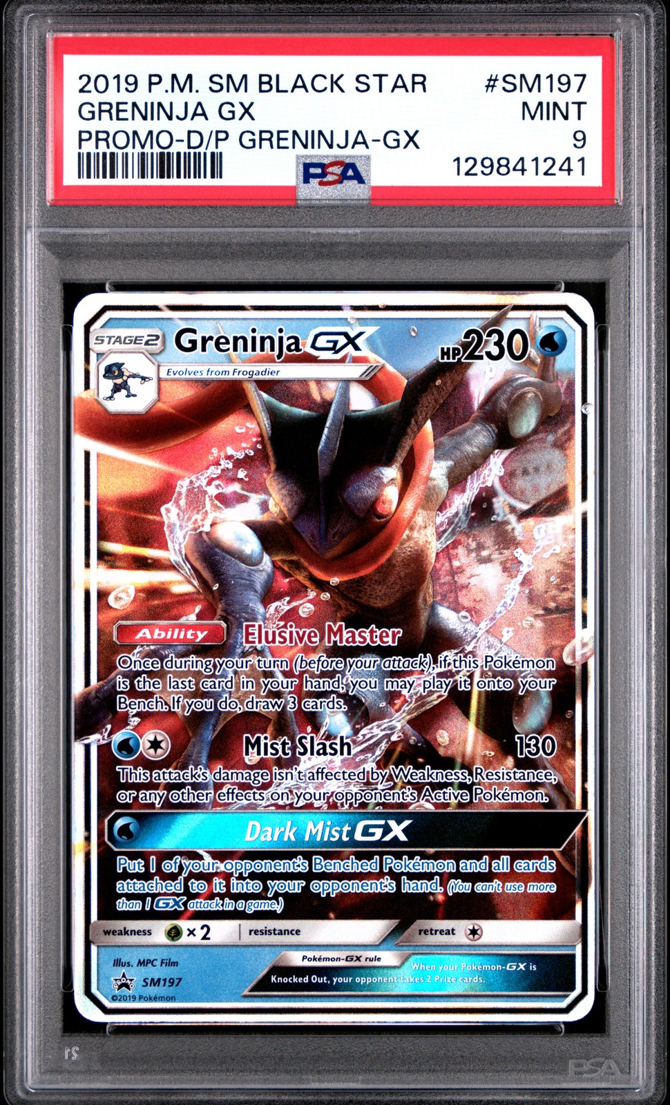 2019 POKEMON SM BLACK STAR PROMO DETECTIVE PIKACHU GRENINJA-GX GRENINJA GX PSA 9