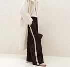 THE WHITE COMPANY Jersey Side Striped Trouser Size Large In Chocolate