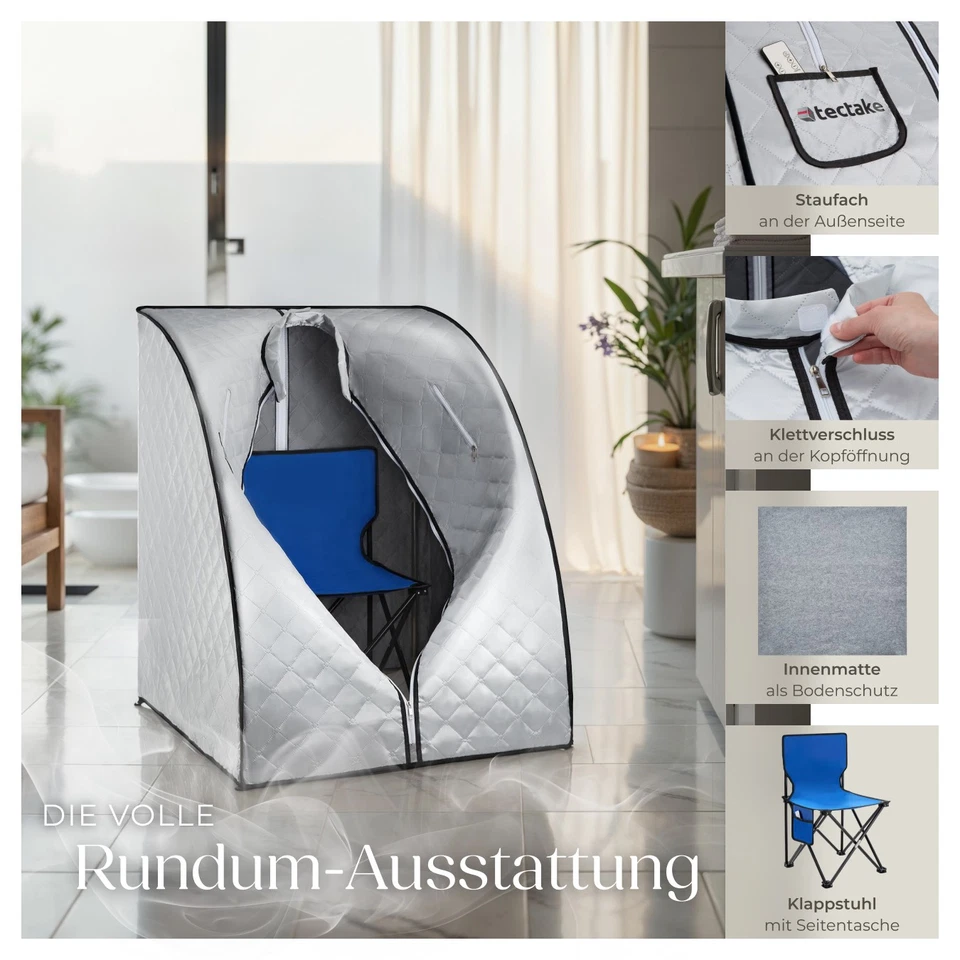 Tragbare Dampfsauna faltbar Mobile Dampfkabine Saunazelt 15 Temperaturstufen - Bild 4 von 4