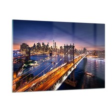 Quadro su Vetro 120x80cm Usa america new york manhattan Stampe Moderni Murale