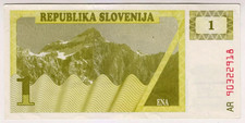 1992 Slovenia 1 Tolar 90322918 Paper Money Banknotes Currency