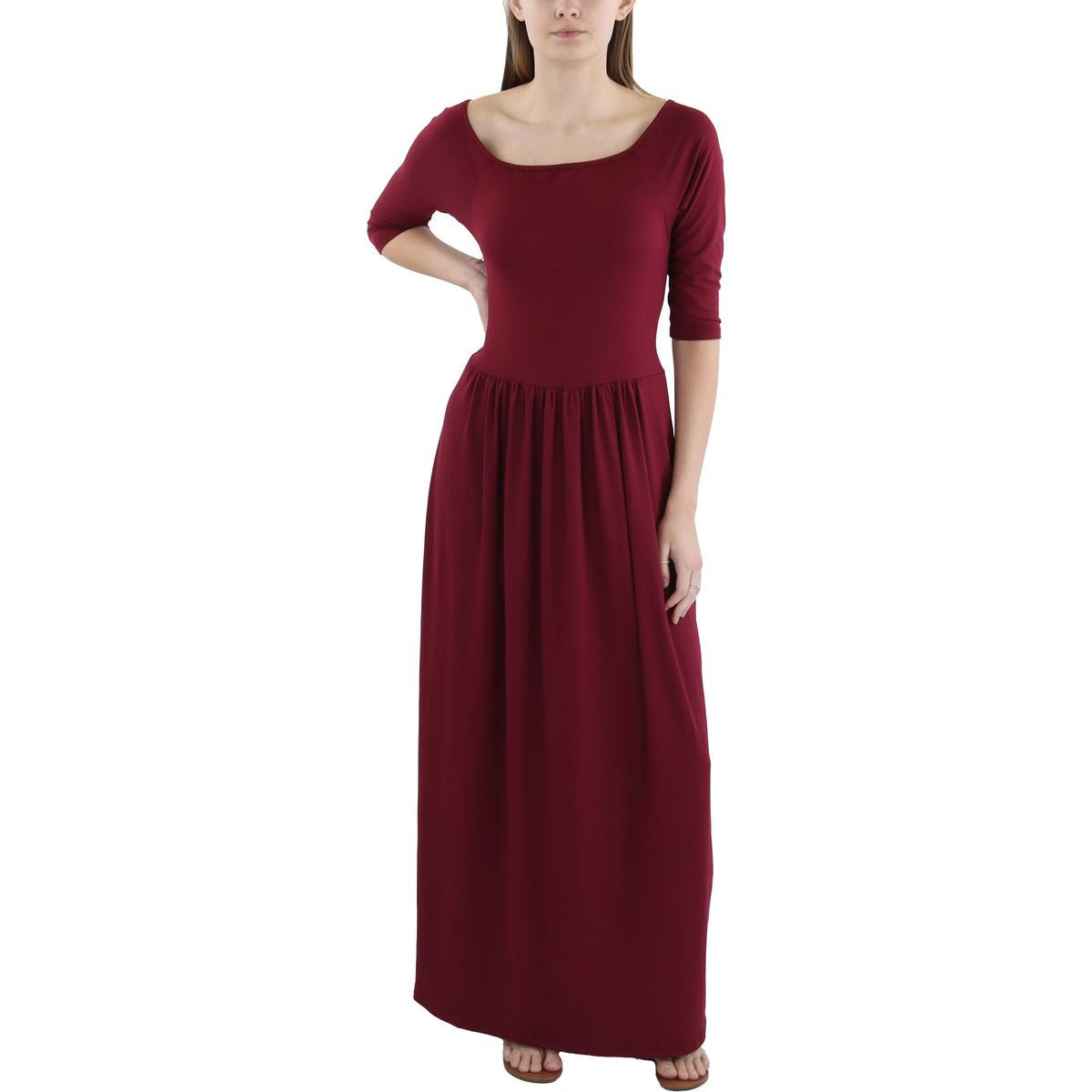24seven Comfort Apparel Женское красное макси-платье с длинным рукавом 3/4 XL BHFO 1341