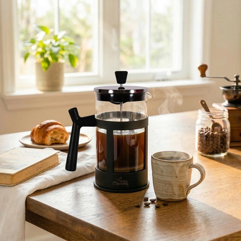 Any Morning French Press Coffee and Tea Maker with Fine Mesh Stainless Steel Fil