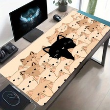 1pc Large-sized Esports Gaming Mouse Pad Featuring a Cute Cartoon Black Cat Sta