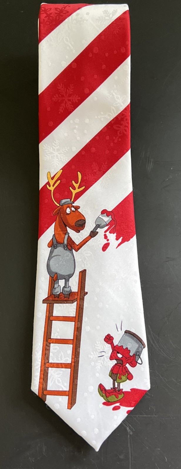 Vintage John Ashford Christmas Reindeer Elf Neck Tie Fun Novelty Holiday Party