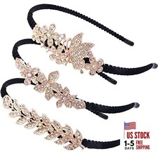 TCOTBE 3 Pcs Crystal Hair Bands - Fashion Hairbands for Girls with Leaf,