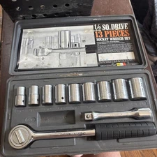 Vintage Wright Tool No. 400 (11) Piece 1/2" Drive 12 Point SAE Socket Set USA