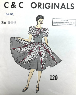 SQUARE DANCING Dress Pattern SPIRAL SKIRT C&C Originals 120 Size 12 B34