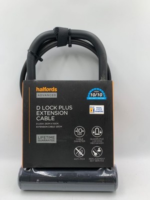 Halfords Advanced D Lock 23 cm x 11,5 cm plus Verlängerungskabel 120 cm