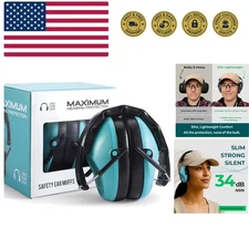 34dB NRR Hearing Protection Ear Muffs - Highest NRR in Compact Design, Ear Pr...