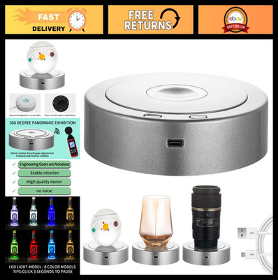 Spinning Display Stand with LED Lights - 4 Revolving Modes, Battery & Electric,