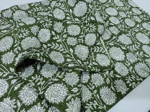 Trapunta Kantha blocco mano cotone indiano copriletto stampa uccellino biancheria letto king size - Foto 8 di 9