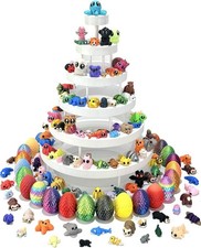 124Pcs 3D Printed Mini Animal Figurines Easter Eggs Set,Flexible Articulated F
