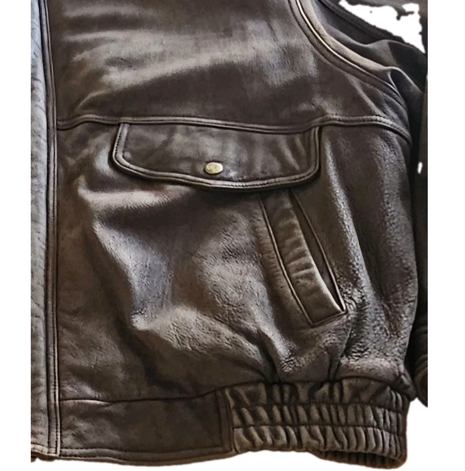 Vintage Roundtree & Yorke Mens XXL Brown Heavyweight Leather Zip-Up Coat!  image 6