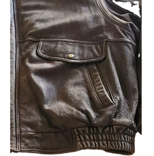 Vintage Roundtree & Yorke Mens XXL Brown Heavyweight Leather Zip-Up Coat!  image 6