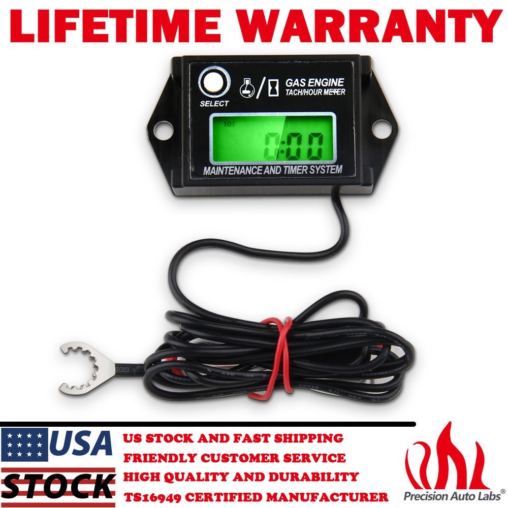 Digital Tachometer Hour Meter w/ Max RPM Recall 2 & 4 Stroke