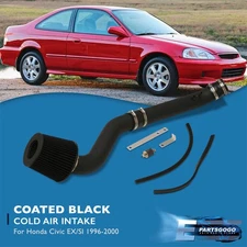 For 96-00 Honda Civic EX Si M/T JDM Black Piping Cold Air Intake w/ 2.5" Filter