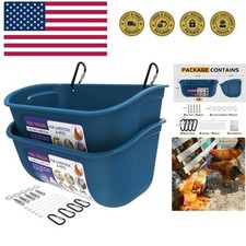 Chicken Feeder Waterer, Hanging or Screw-in Fence Feeders with Clips, 2 Pack ...