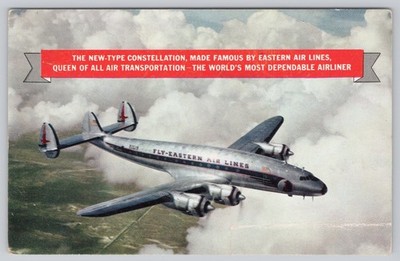 Unidentified Scenic View Eastern Constellation Airliner Chrome Era Postcard