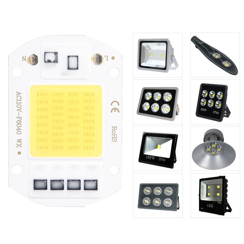 2PCS AC110V 50W High Bright Integrated LED Chip Light Source COB Chips 6x4cm
