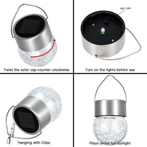 Hanging Solar Ball Lights Outdoor - 8 Pack Cracked Glass Decorative Garden Li... - Picture 7 of 7