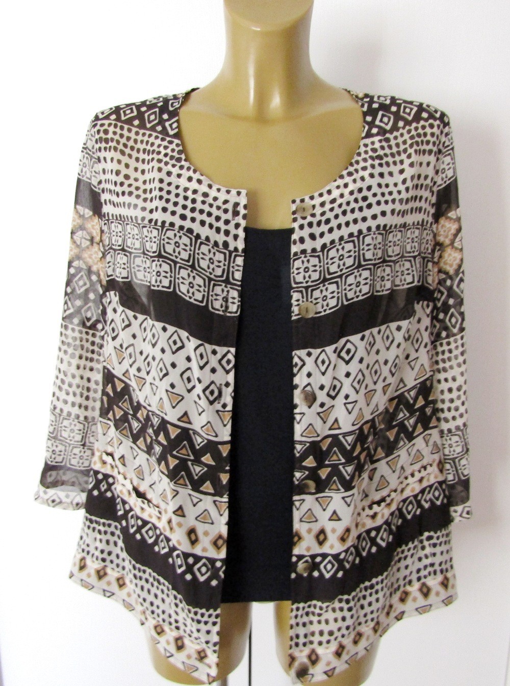 ELENA MIRO’ Camicia/Giacca Georgette Fantasia Etnica taglia 52 IT