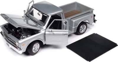 1968 Chevrolet C10 Stepside Pickup Truck Silver Metallic 1/18 Model Auto World