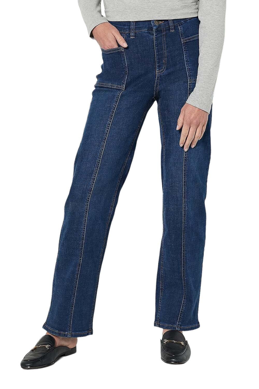Легкие эластичные джинсы с широкими штанинами Denim & Co. Со швами глубокого индиго