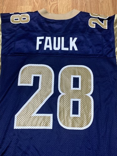 Vintage St Louis Rams Jersey Large Marshall Faulk Blue Reebok NFL Football - Picture 11 of 12