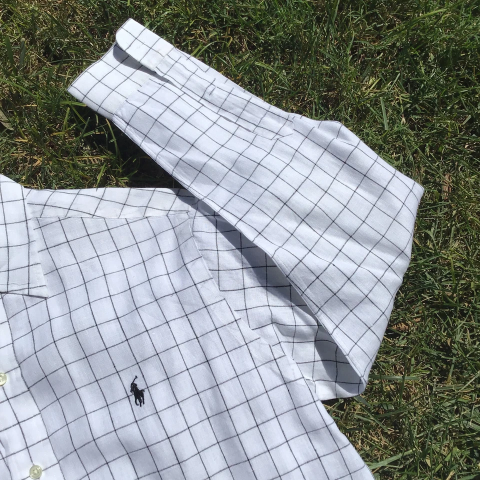 Рубашка мужская Polo Ralph Lauren Lowell спортивная на пуговицах небольшая в полоску льняная  - Изображение 4 из 4