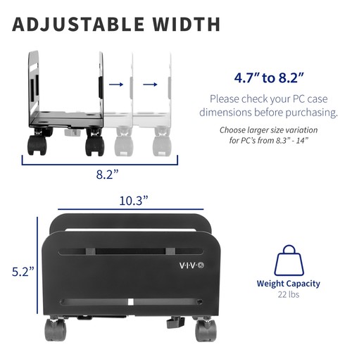 VIVO Computer Mid-Tower Case, CPU Steel Rolling Stand, Adjustable Mobile Cart... - Picture 4 of 9