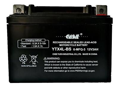 YTX4L-BS Motorcycle Battery Replacement for KAWASAKI 125CC Z125 PRO 2017 - 2019