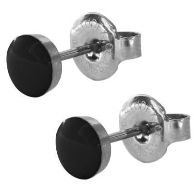 1 Paar Ohrringe Chirurgenstahl Ohrstecker mit Emaille schwarz Studex Sensitive