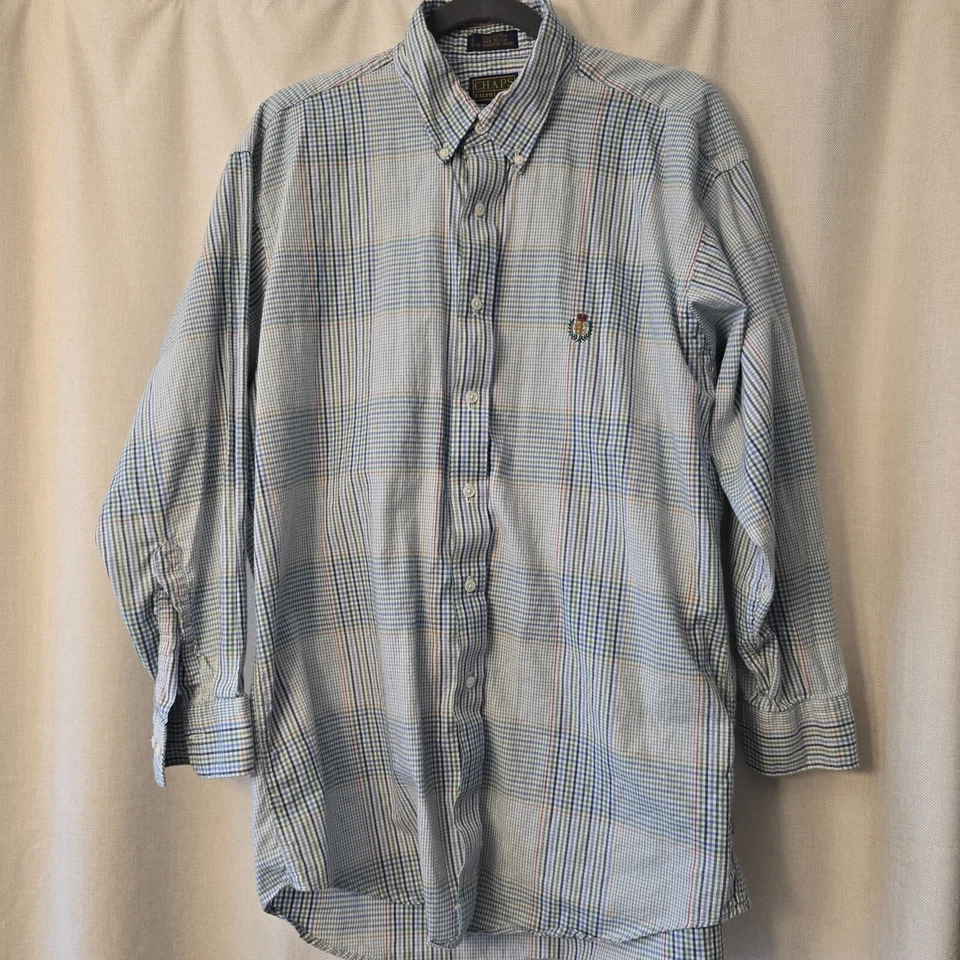 vintage Chaps Ralph Lauren Blue Plaid Button Up Long Sleeve - Image 3 of 4