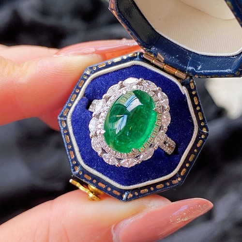 Summer New Classical Oval Green Jade Gems Handmade Women Silver Rings Adjustable - Picture 6 of 6