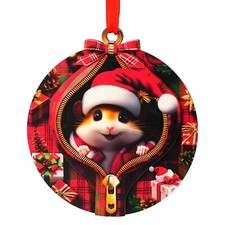 Hamster Christmas Ornament   2-Layer Wooden Hanging Ornament for Little An