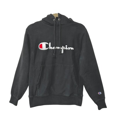 Champion Reverse Weave Hoodie Sweatshirt Black Small Unisex