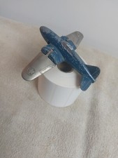 VINTAGE METAL HUBLEY KIDDIE TOY AIR CRAFT CARRIER AIRPLANE w/ FOLD -UP WINGS