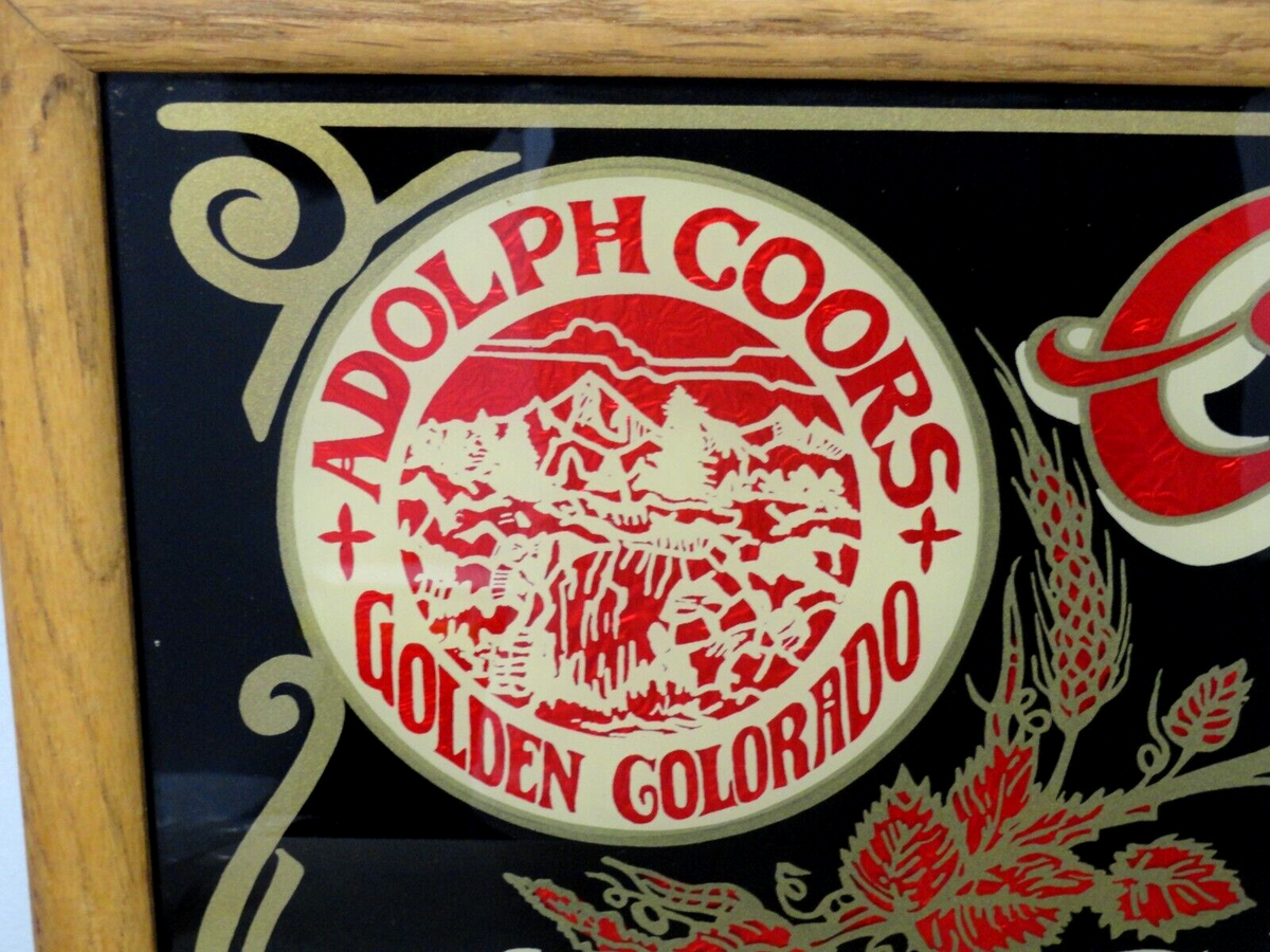 Vintage Coors Americas Fine Light Beer Wooden Framed Bar Sign 17.5