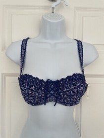 Aubade Bahia Half Cup Purple Embroidered Bra 36C