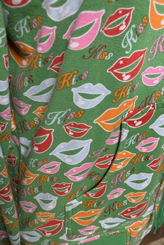 Vintage Raw Blue Jacket Lady Teen Full Zip Hoodie Size XL Kiss Lips Graphics - Picture 4 of 16