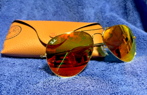Ray Ban Aviator Sunglasses RB3025 58mm Gold frame Orange Flash Lens
