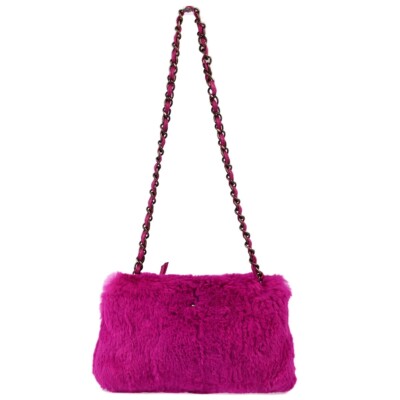 Chanel Pink Fur Chain Shoulder Bag 143554