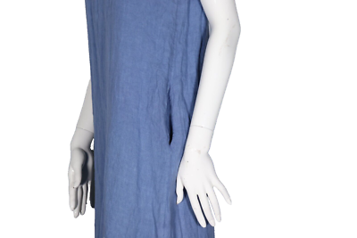 La Contessa Women's Small Blue Maxi Made in Italy Linen Sleeveless Pockets  Dress | eBay